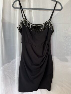 Windsor Black Mini Dress with Beaded Fringe